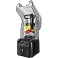 Soundproof Smoothie Blender, Electric Smoothie Maker Fruit Juicer Ice Crusher Soundproof Heavy Duty Smoothies Blender with Soundproofs Cover 1.8L 2600W Black (2.2L 2200W Time Payment)