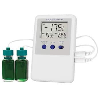 Traceable Calibrated Refrigerator/Freezer Thermometer: 2 Plastic Bottle Probes