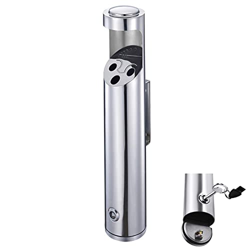 Wall Mounted Stainless Steel Cigar Ashtray for Outdoor Public Spaces, Large Capacity Commercial Cigarette Disposal Container, Durable Smokers Outpost Solution