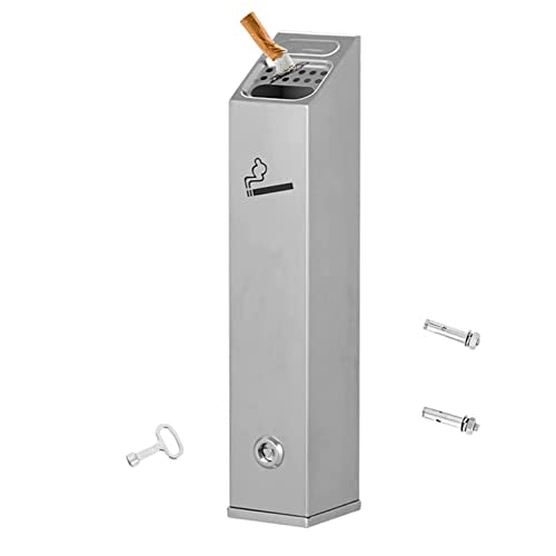 Wall-Mounted Stainless Steel Cigar Ashtray for Outdoor Public Spaces, Large Capacity Commercial Cigarette Butts Container, Durable Smokers Outpost Solution