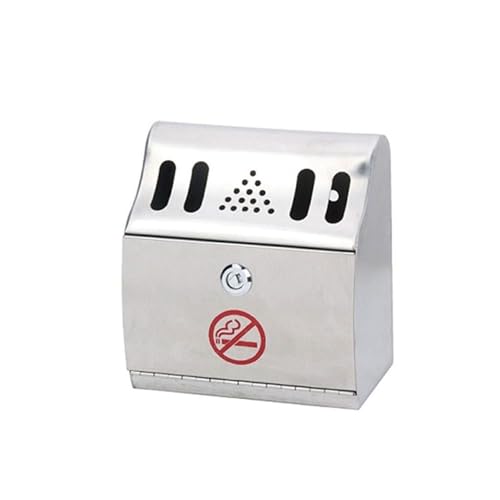 Wall-Mounted Stainless Steel Cigar Ashtray for Outdoor Public Spaces, Large Capacity Commercial Cigarette Butts Container, Durable Smokers Outpost Solution