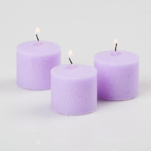 Set of 144 Richland Votive Candles Lavender Unscented and 144 Clear Glass Eastland Votive Holders