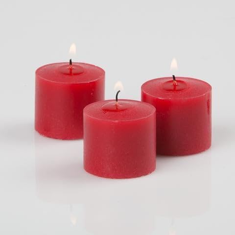 Set of 144 Richland Votive Candles Red Unscented and 144 Clear Glass Eastland Votive Holders