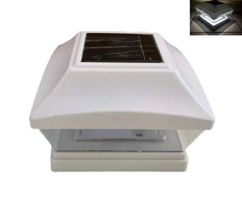 Outdoor Garden Set of 1/2/4/6/8/10/12 Premium Solar Power White/Black/Copper Finish SMD LED 4"X4" Fence Cap Light for 4"x4" PVC/Vinyl and Wood Post (White Finish Color, Set of 12 Lights)…