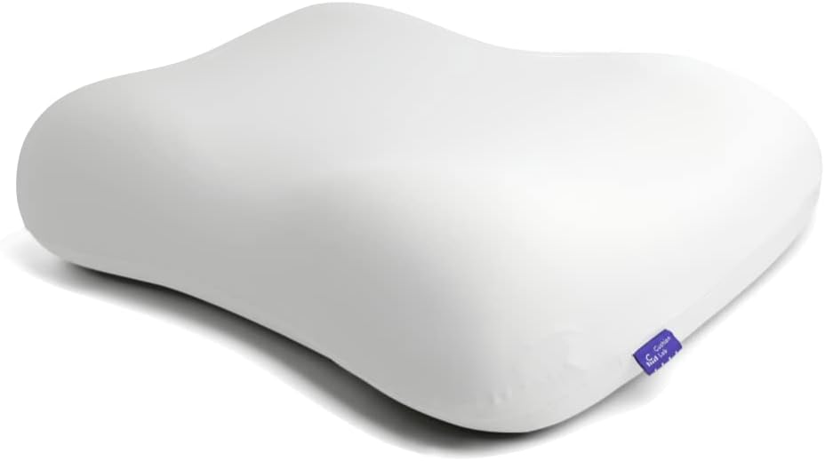 C CUSHION LAB Deep Sleep Pillow, Patented Ergonomic Contour Design for Side & Back Sleepers, Orthopedic Cervical Shape Gently Cradles Head & Provides Neck Support & Shoulder Pain Relief - Calm Grey