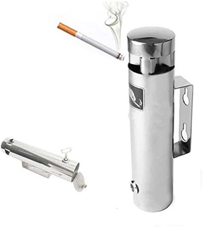 Wall Mounted Stainless Steel Cigar Ashtray - Large Capacity Commercial Cigarette Butts Container for Outdoor Public Spaces, Durable Smokers Outpost Solution