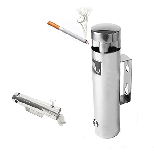 Wall Mounted Stainless Steel Cigar Ashtray - Large Capacity Outdoor Commercial Cigarette Butts Container for Public Areas, Smokers Outpost, Durable & Weatherproof