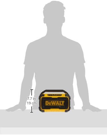 DEWALT 20V MAX Bluetooth Speaker, 100 ft Range, Durable for Jobsites, Phone Holder Included, Lasts 8-10 Hours with Single Charge (DCR010), Black Yellow