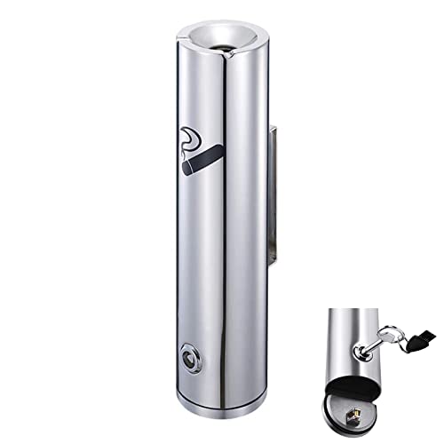Wall-Mounted Stainless Steel Cigar Ashtray for Outdoor Public Spaces, Large Capacity Commercial Cigarette Butts Container, Durable Smokers Outpost Solution