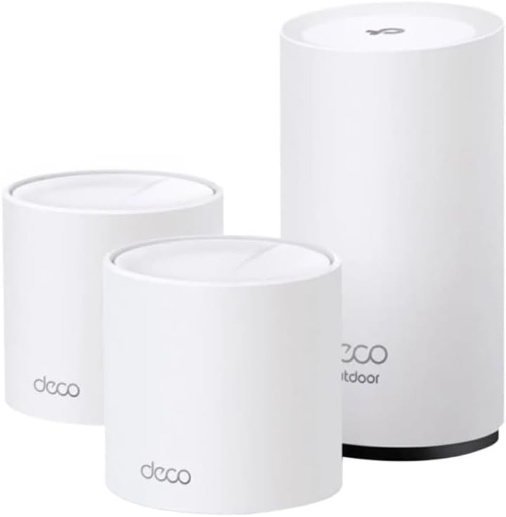 TP-Link AX3000 Wi-Fi 6 Dual-Band Indoor and Outdoor (IP65 Weatherproof) AI-Driven Home Mesh Router System, Replaces routers and extenders. ,Deco WM9000 (3-pack) (Renewed)
