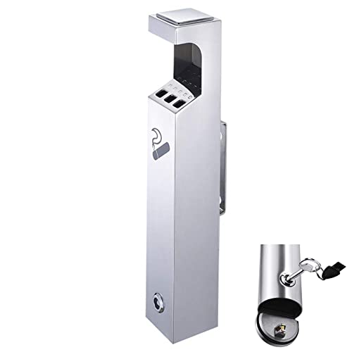 Wall-Mounted Stainless Steel Cigar Ashtray for Outdoor Public Spaces, Large Capacity Commercial Cigarette Butts Container, Durable Smokers Outpost Solution