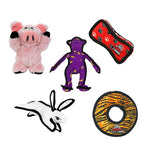 TUFFY® 5 Pack Jr Monkey, Sheep, Gear Ring, Boomerang & Bear Plush Dog Toys