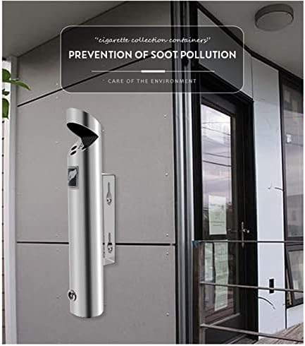 Wall-Mounted Stainless Steel Cigar Ashtray for Outdoor Public Spaces, Large Capacity Commercial Cigarette Butts Container, Durable Smokers Outpost Solution