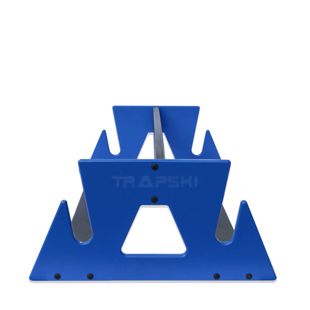 TRAPSKI Powder Double Ski and Snowboard Mobile Rack | Marine Grade HDPE Plastic | UV Protected | Premium Strap Included | 3 Year Warranty | Made in The USA | Veteran Owned Business (Blue, Double)