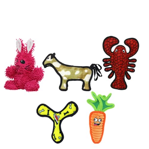 TUFFY® 5 Pack Jr Lobster, Boomerang, Horse, Carrot & Rabbit Dog Toys