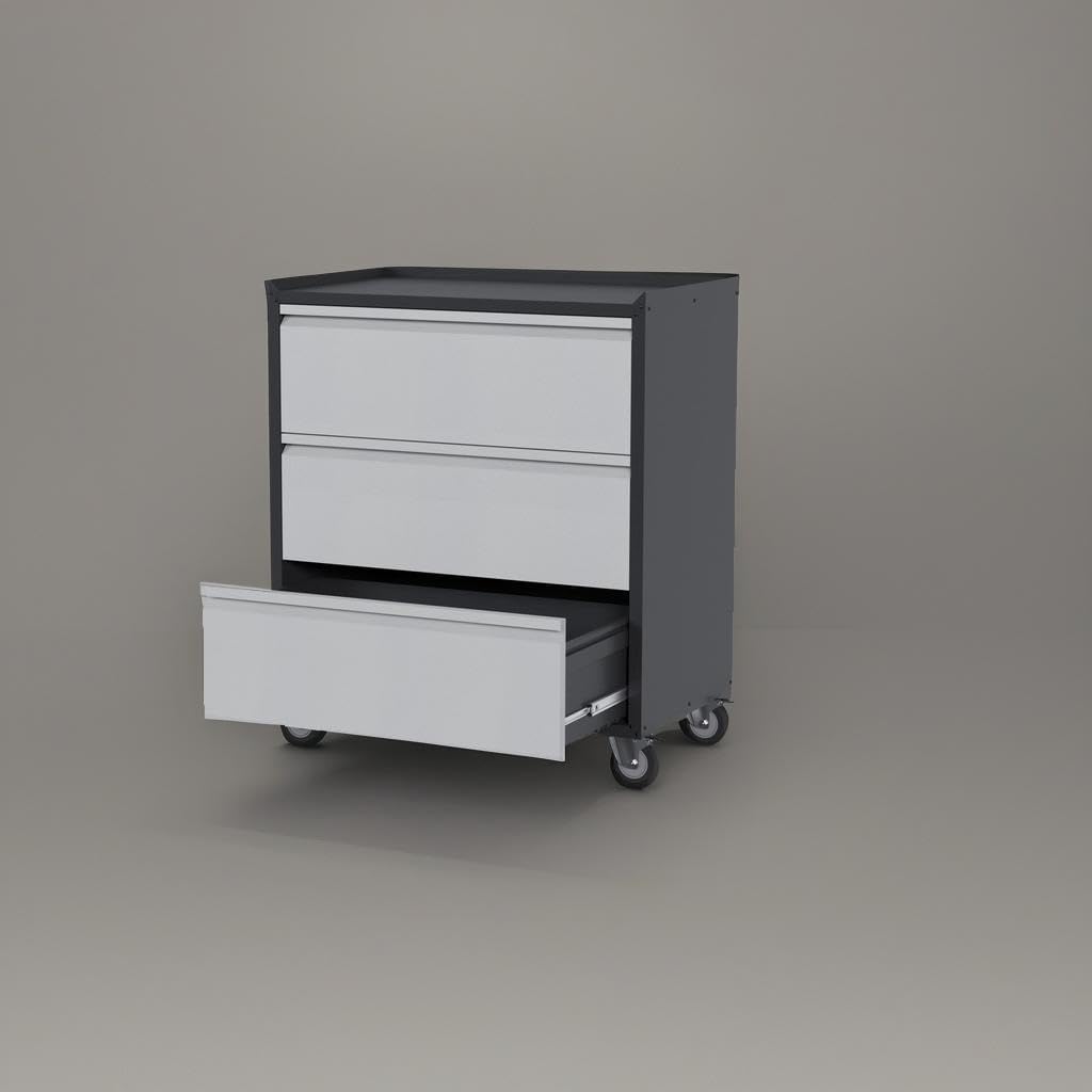 3-Drawer Rolling Tool Chest with Wheels, Pegboard and Push Handle