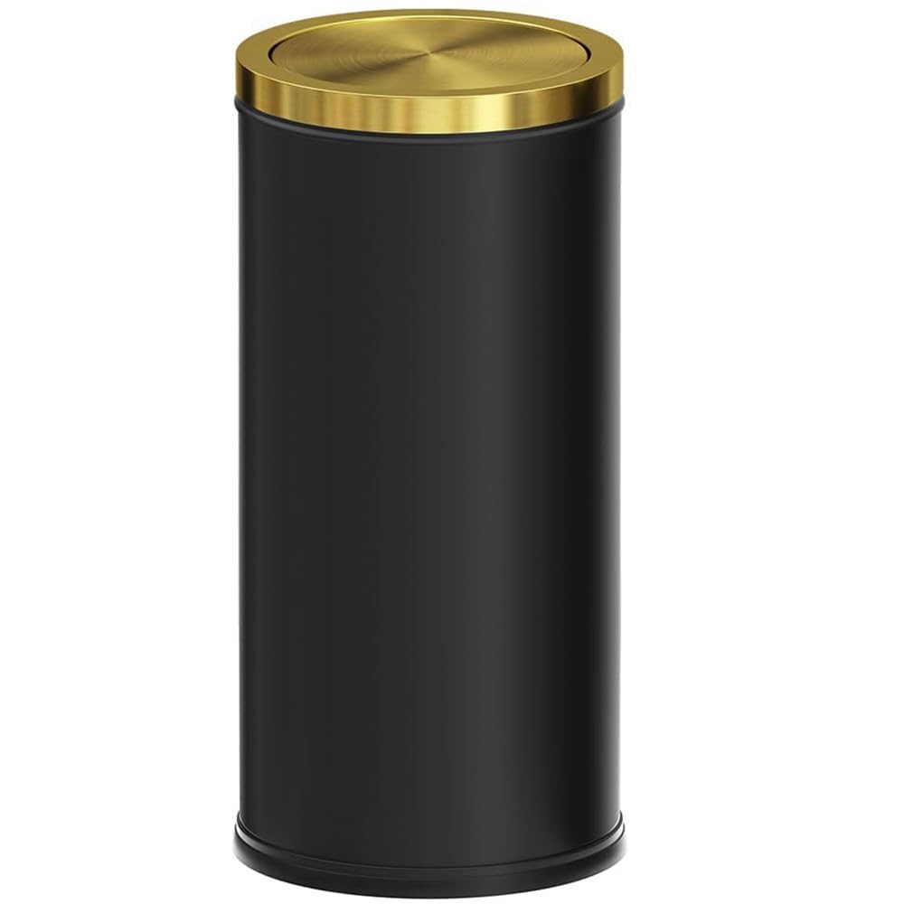 Gold Trash Can, 8 Gallon Trash can with lid,Large Capacity FILP lid Kitchen Trash can for Bathroom,Shopping mall,Elevator gate,Airport, Hotel,Commercial (Gold)