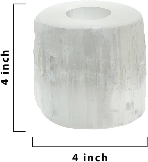 Serene Spaces Living 4" Selenite Tealight Candle Holder, Set of 12, Natural Crystal Stone Decorative White Votive Candlestick Holder for Kitchen, Tables, Wedding, Parties, Event Decor Centerpieces