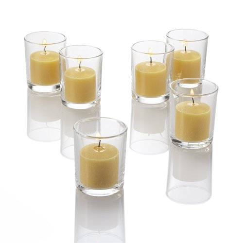 Set of 144 Richland Votive Candles Purple Unscented and 144 Clear Glass Eastland Votive Holders