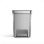 simplehuman 45 Liter / 12 Gallon Rectangular Kitchen Step Trash Can with Soft-Close Lid, Grey Plastic