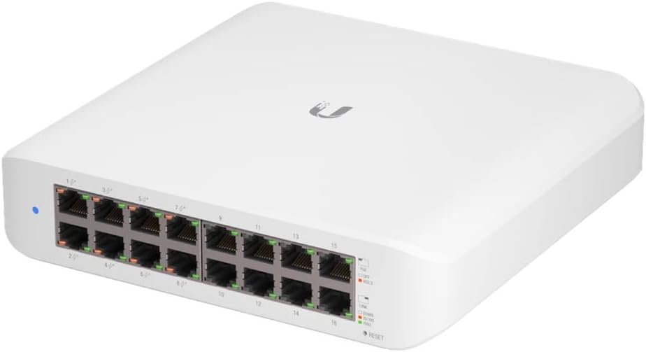 Ubiquiti - UniFi Switch (USW-Lite-16-PoE, 16 Gigabit Ethernet Ports, 8 PoE+ Ports, Wall Mounted)