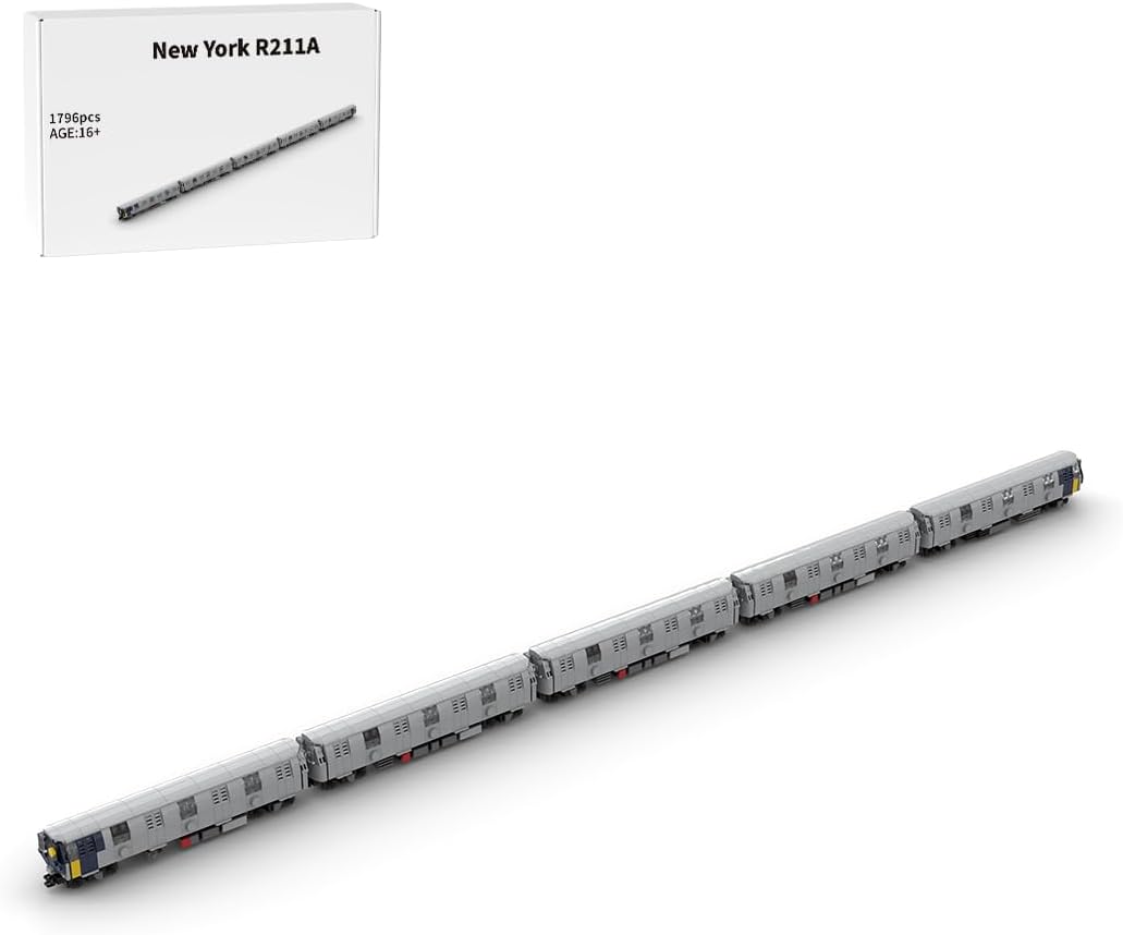 New York R211A Subway Building Blocks Set Designed by Taters, DIY New York Subway Model Assembly Kit, Collectible Street Scene Display Model for Adult, MOC-139417 (Static Version/1796PCS)
