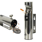 Wall Mounted Stainless Steel Cigar Ashtray for Outdoor Public Use - Large Capacity Commercial Cigarette Butts Container, Durable Smokers Outpost Solution