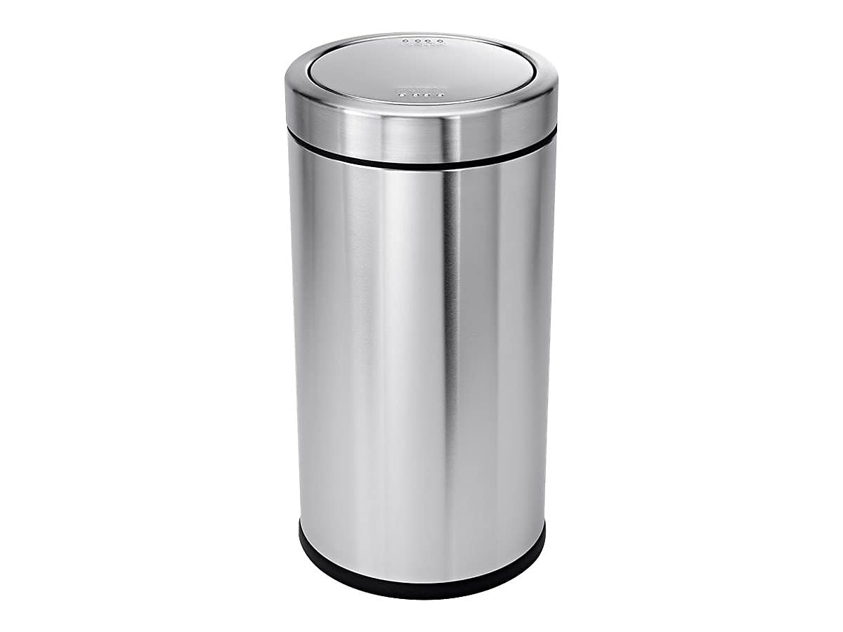 simplehuman Round Step Can, 30L / 8 Gallon Kitchen Trash Can, Iconic Round Shape, 150,000-Step Pedal, Lid Shox® Silent Close, Removable Inner Bucket, Brushed Stainless Steel