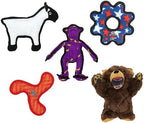 TUFFY® 5 Pack Jr Monkey, Sheep, Gear Ring, Boomerang & Bear Plush Dog Toys