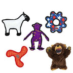 TUFFY® 5 Pack Jr Bear, Hippo, Bone, Stego & GearRing Durable Plush Dog Toys