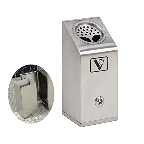 Wall-Mounted Stainless Steel Cigar Ashtray for Outdoor Public Spaces | Large Capacity Commercial Cigarette Butts Container | Durable Smokers Outpost Solution