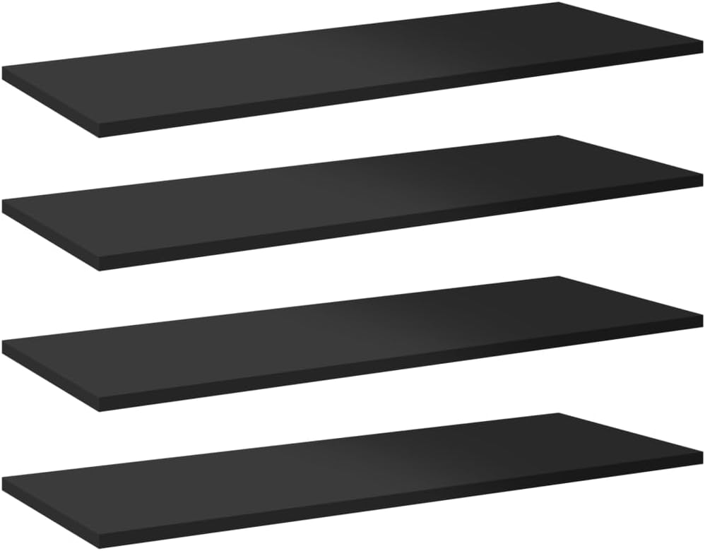 8 Pcs Wall Shelves Boards, 31.5" x 11.8" x 0.6" High Gloss Black Engineered Wood Shelving for Wall, Decorative Storage Display for Living Room Home Office