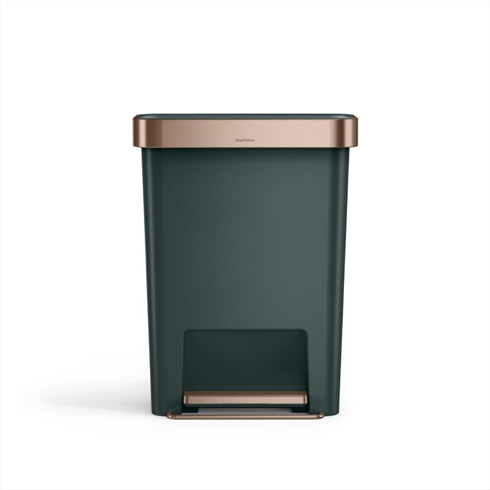 simplehuman 45 Liter / 12 Gallon Rectangular Kitchen Step Trash Can with Soft-Close Lid, Grey Plastic