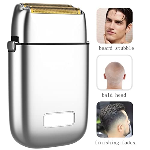 Men's Shaver, Professional barber finishing fades hair shaverall metal rechargeable electric beard electric razor bald shaving machine (Color : Gold)