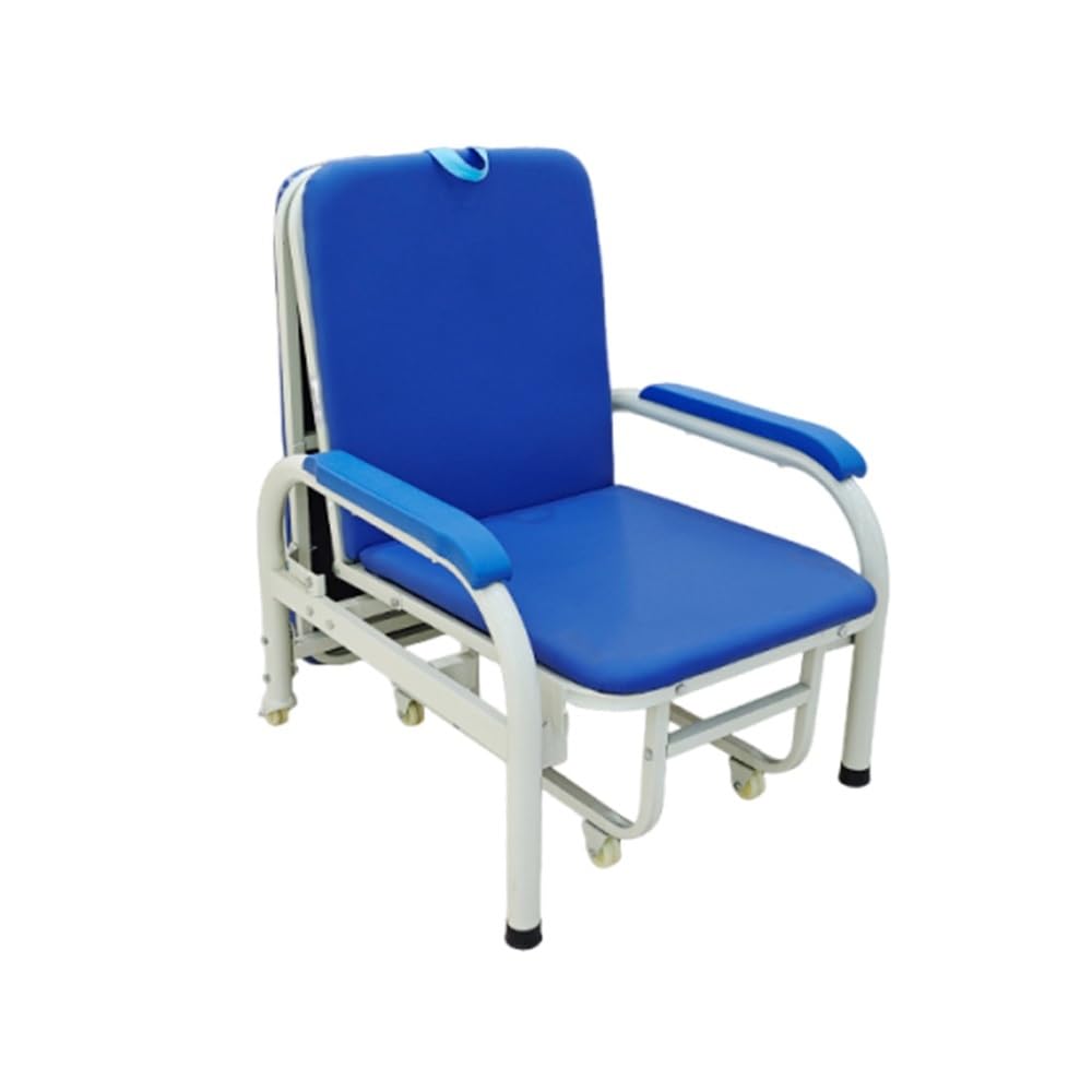 Medical Recliner Chair with Wheels, Foldable Attendant Chair Bed(Pink)