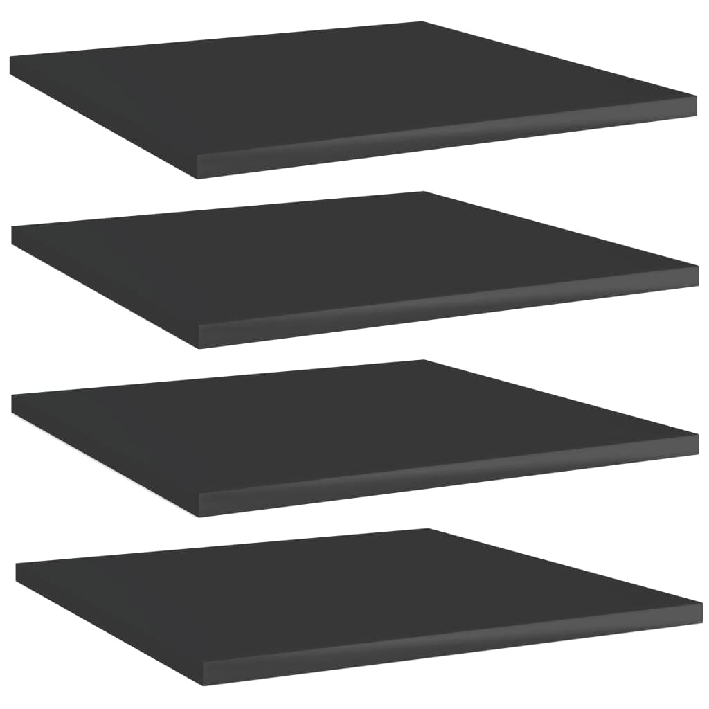 8 Pcs Wall-Mounted Shelf Boards, 15.7 x 15.7 Inch Square Bookshelf Boards, Engineered Wood Display Shelves with High Gloss Black Finish for Home Office Study Storage and Organization