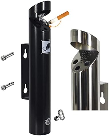 Wall-Mounted Stainless Steel Cigar Ashtray for Outdoor Public Spaces, Large Capacity Commercial Cigarette Butts Container, Durable Smokers Outpost Solution