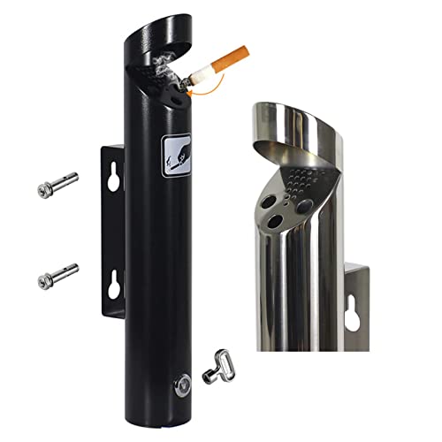 Wall-Mounted Stainless Steel Cigar Ashtray for Outdoor Public Spaces - Large Capacity Commercial Cigarette Butts Container, Durable Smokers Outpost Solution