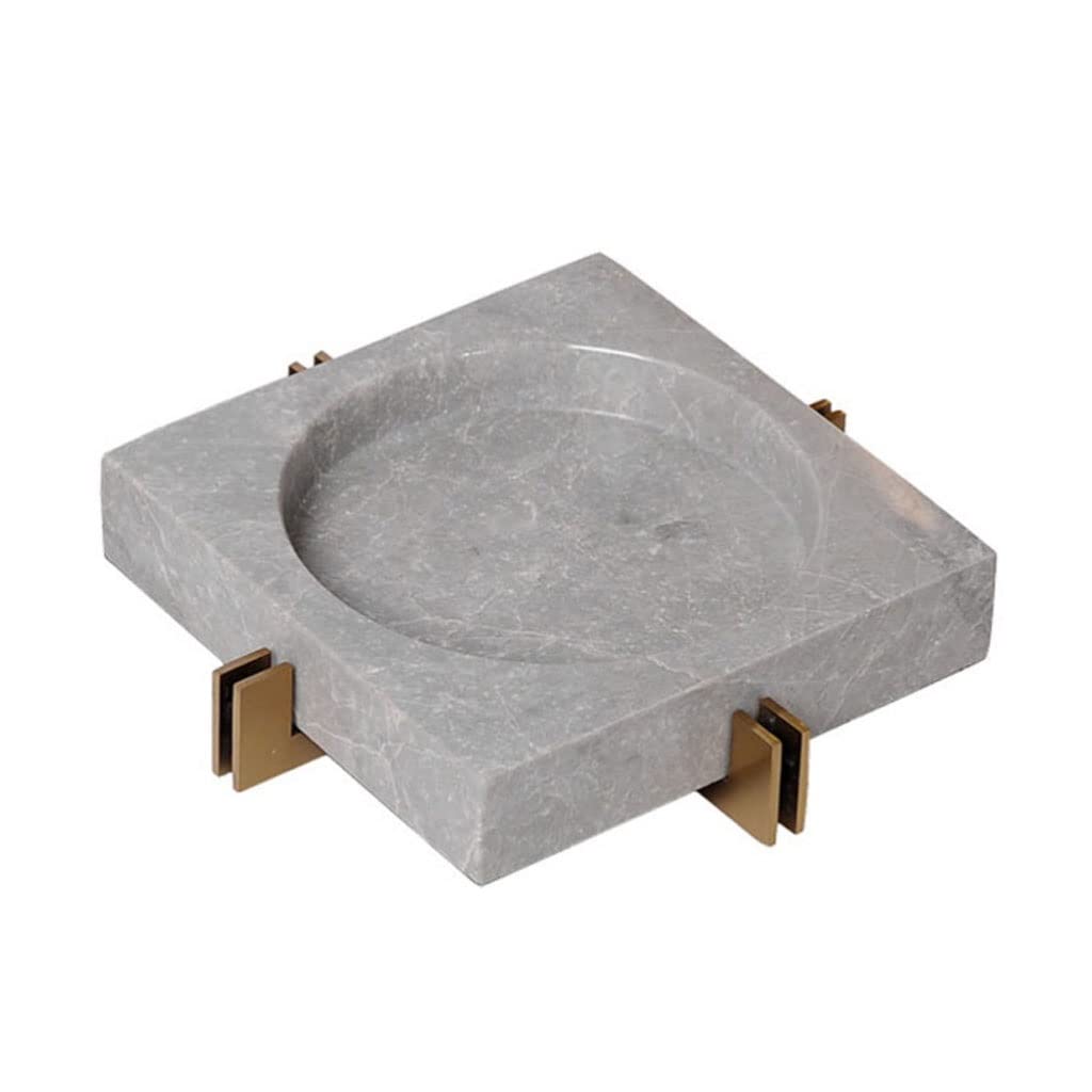 Ashtray Nordic Marble Ashtray with Metal Shelf Ash Tray Living Room Office Cafe Hotel Rooms Ash Holder Gift for Boyfriend Home Ashtrays(Green,18 * 18 * 4cm)