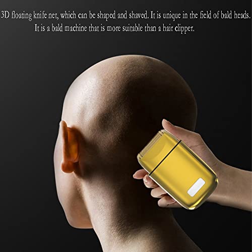 Men's Shaver, Professional barber finishing fades hair shaverall metal rechargeable electric beard electric razor bald shaving machine (Color : Gold)