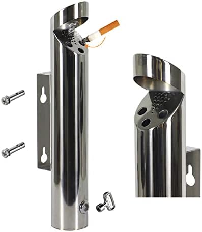 Wall-Mounted Stainless Steel Cigar Ashtray for Outdoor Public Spaces, Large Capacity Commercial Cigarette Butts Container, Durable Smokers Outpost Solution