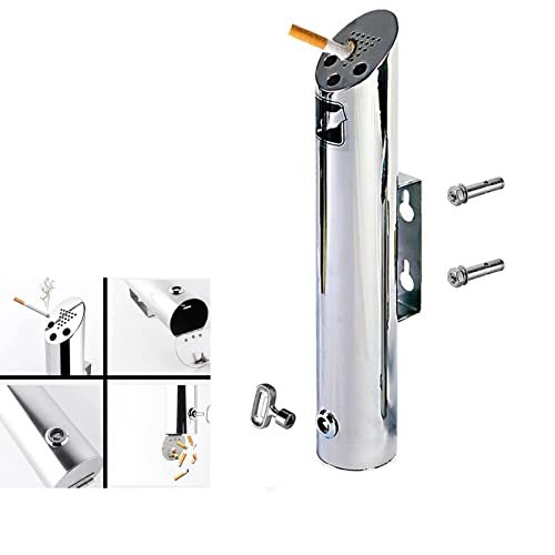 Wall Mounted Stainless Steel Cigar Ashtray for Outdoor Public Spaces - Large Capacity Commercial Cigarette Butts Container, Durable Smokers' Outpost Ashtray