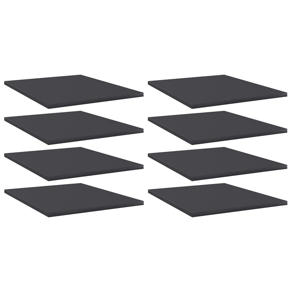 8 Pcs Wall-Mounted Shelf Boards, 15.7 x 15.7 Inch Square Bookshelf Boards, Engineered Wood Display Shelves with High Gloss Black Finish for Home Office Study Storage and Organization
