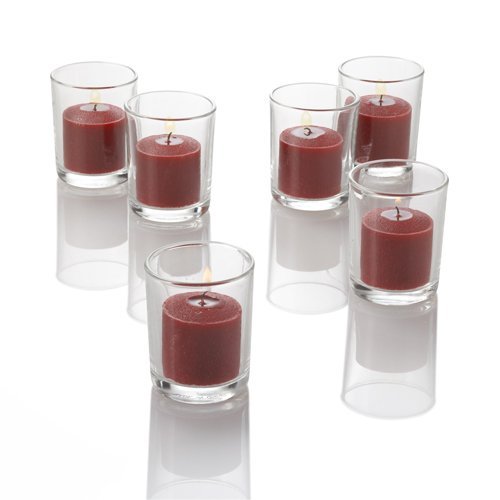 Set of 144 Richland Votive Candles Lavender Unscented and 144 Clear Glass Eastland Votive Holders