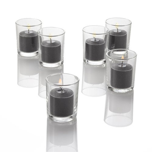 Set of 144 Richland Votive Candles Purple Unscented and 144 Clear Glass Eastland Votive Holders