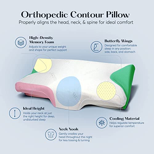 Sutera - Dream Deep Contour Memory Foam Cervical Pillow - White+Bag