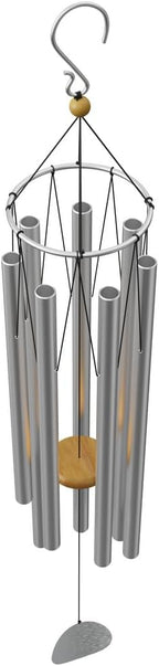 Wind Chimes for Outside and Inside – 44 inch – 528hz Solfeggio Healing Tones - Silver