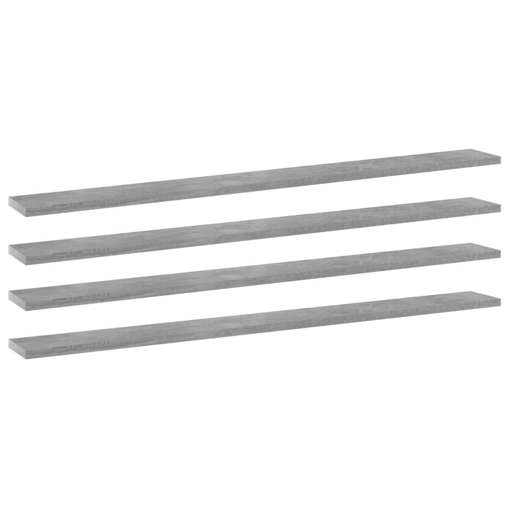Set of 4 Wall Mounted Floating Shelves 39.4 x 19.7 in Concrete Grey Engineered Wood Decorative Display Storage Ledge for Living Room