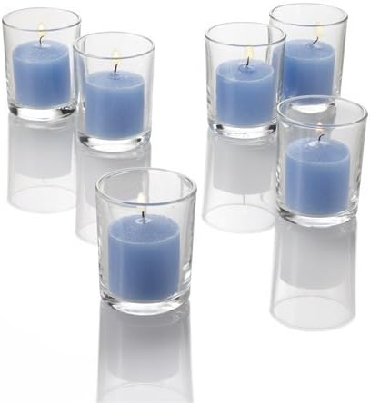 Set of 144 Richland Votive Candles Lavender Unscented and 144 Clear Glass Eastland Votive Holders