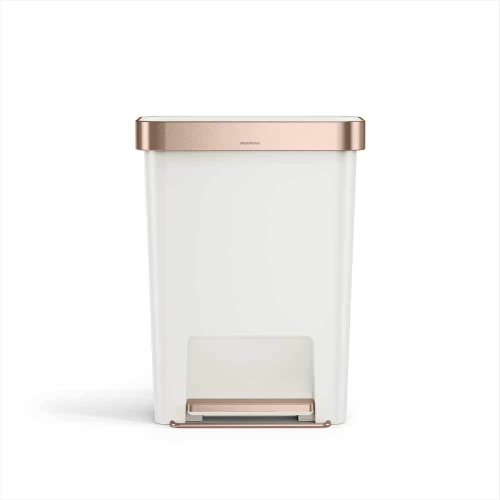 simplehuman 45 Liter / 12 Gallon Rectangular Kitchen Step Trash Can with Soft-Close Lid, Grey Plastic
